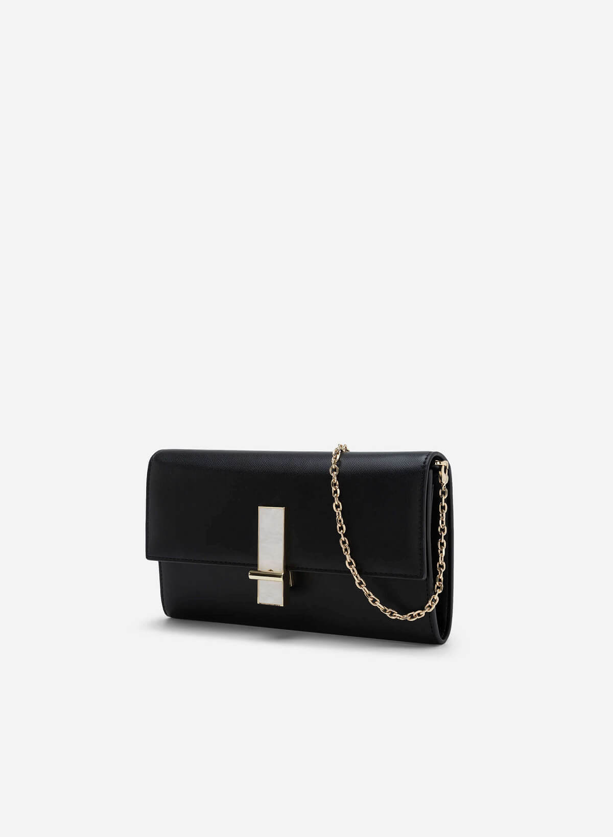 Stone Décor Lock Clutch - CLT 0115 - Black - vascara.com