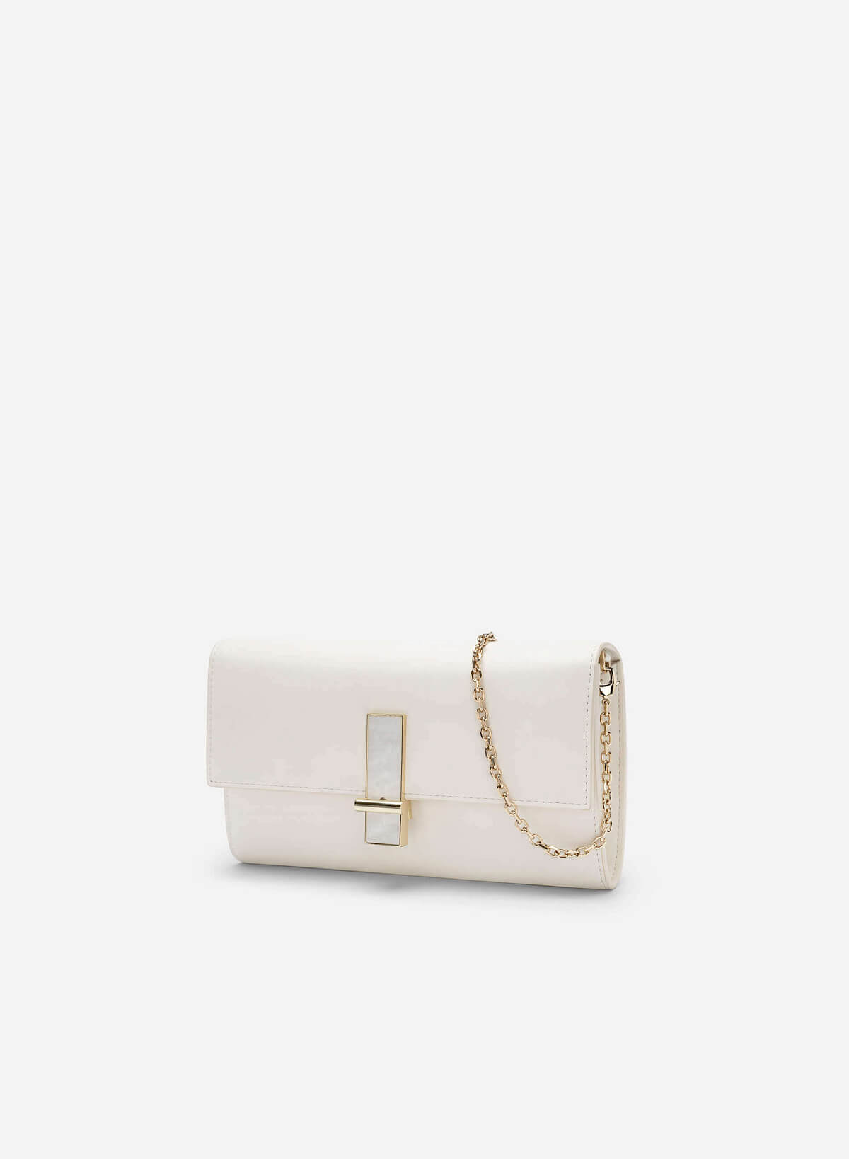 Stone Décor Lock Clutch - CLT 0115 - Cream - vascara.com