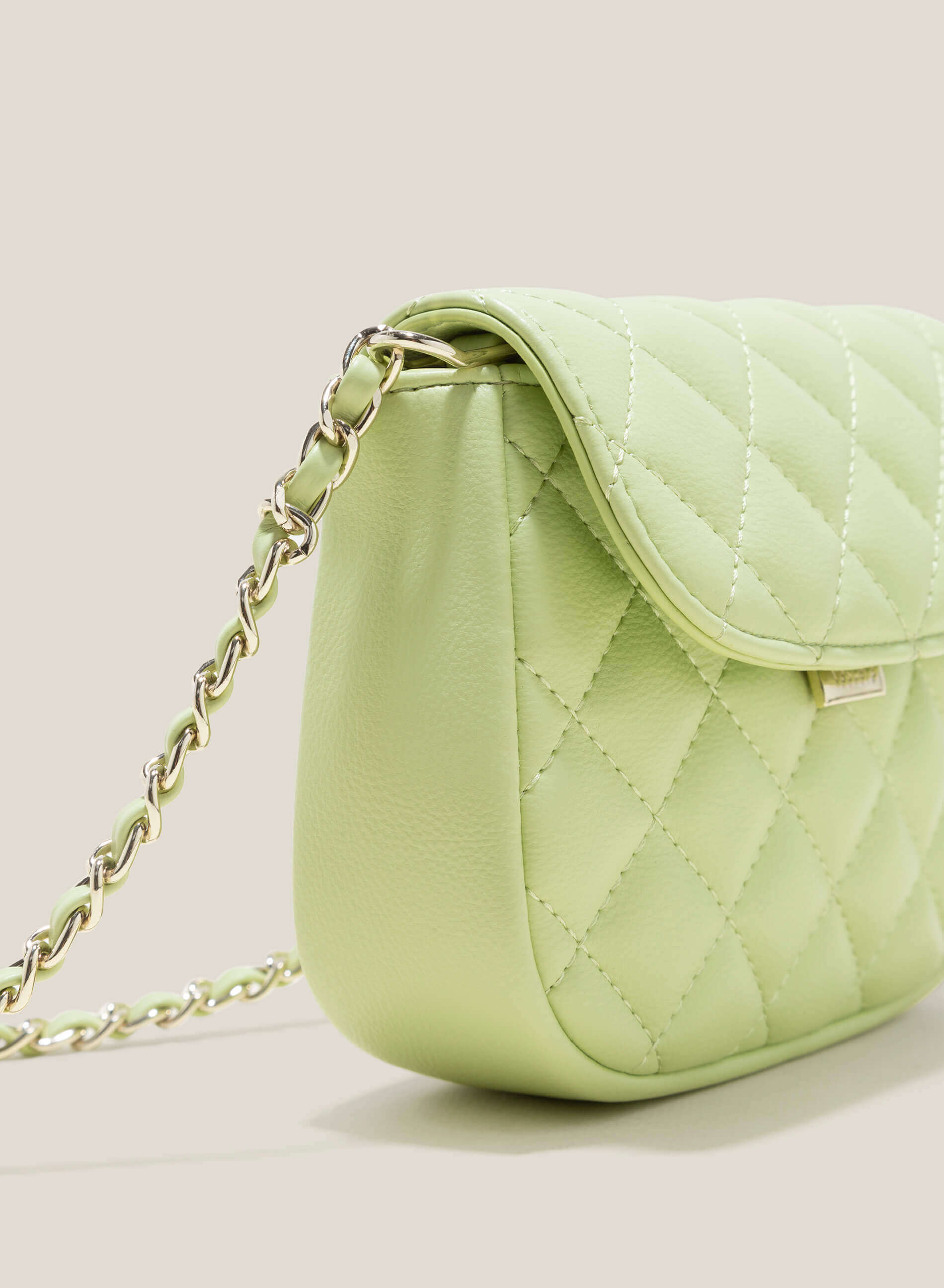 Chain Decor Quilted Crossbody Bag MES 0214 Mint Vascara