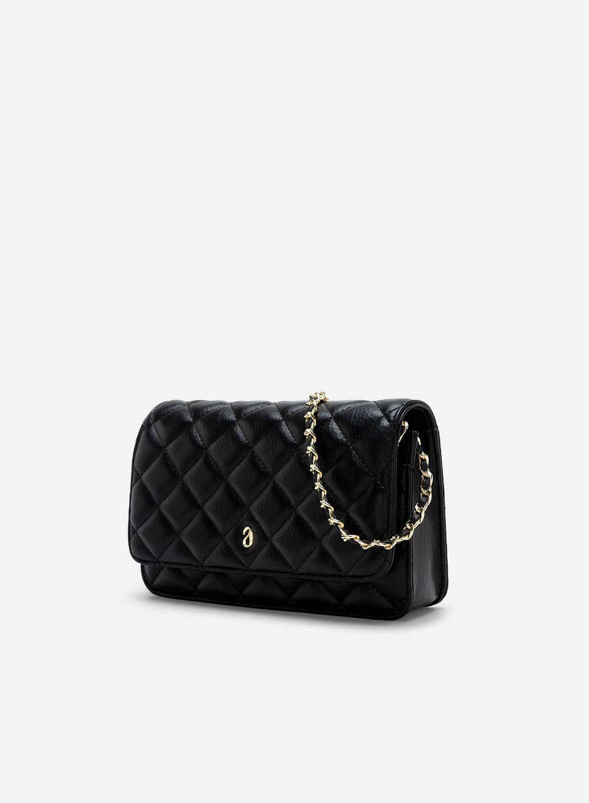 Chain Décor Quilted Handbag - MES 0221 - Black - vascara.com