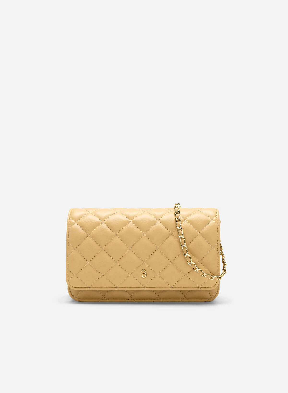 Chain Décor Quilted Handbag - MES 0221 - Light Yellow - vascara.com