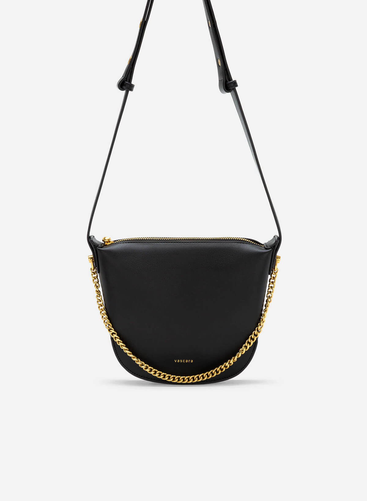 Chain Décor Soft-Sided Crossbody Bag - MES 0216 - Black - vascara.com