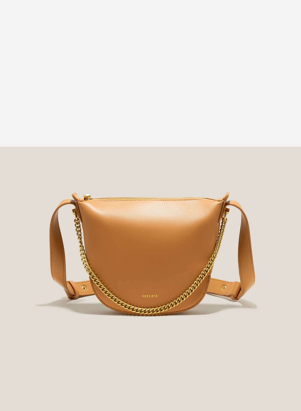 Chain Décor Soft-Sided Crossbody Bag - MES 0216 - Light Brown - vascara.com