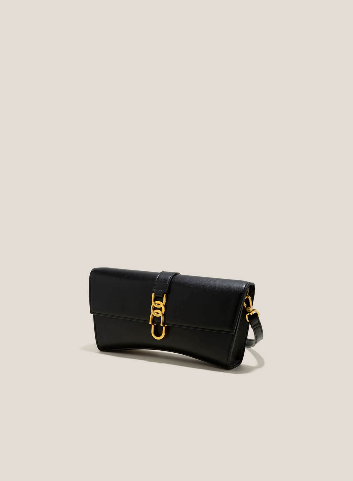 Chain Lock Crossbody Bag - MES 0223 - Black - vascara.com