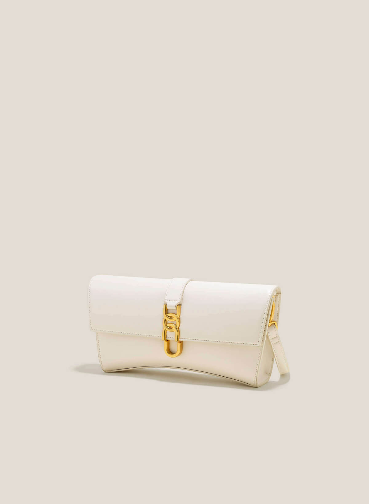 Chain Lock Crossbody Bag - MES 0223 - Cream - vascara.com