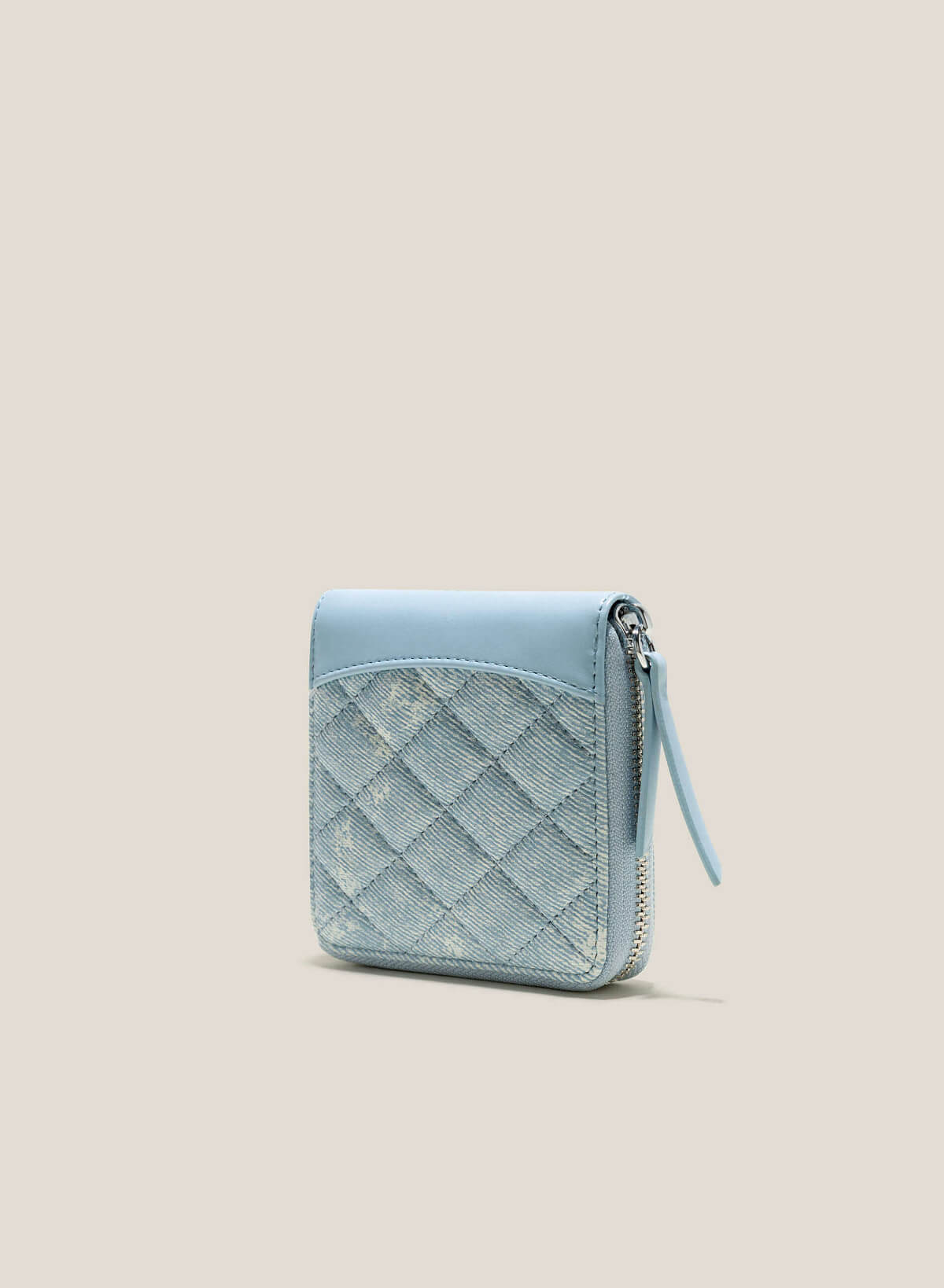 Mini Caro Pattern Quilted Wallet - WLL 0267 - Light Blue - vascara.com