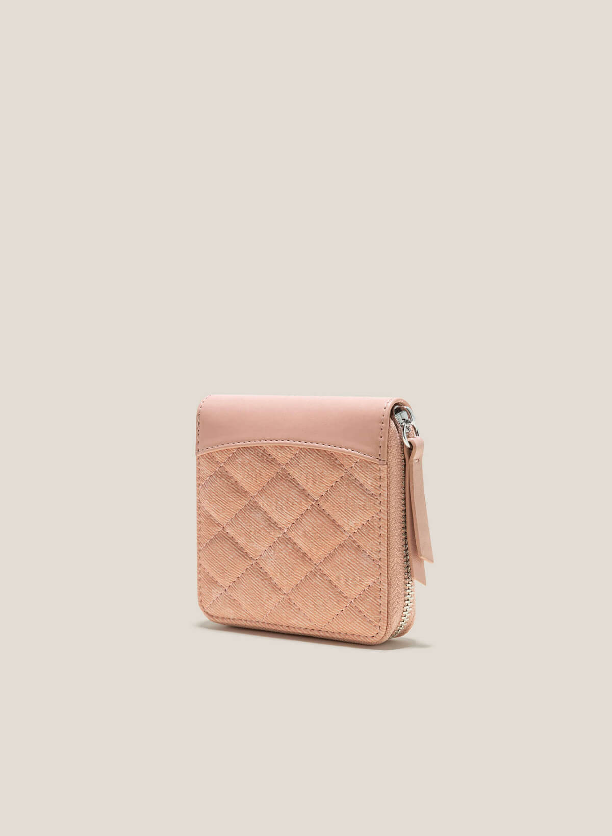 Mini Caro Pattern Quilted Wallet - WLL 0267 - Light Pink - vascara.com