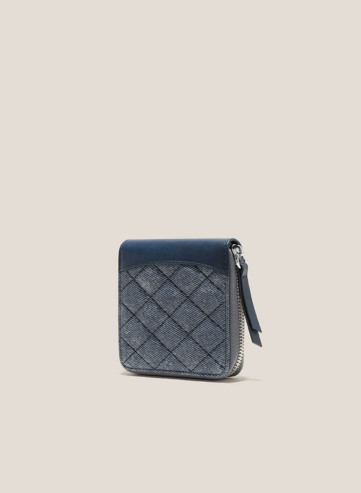 Mini Caro Pattern Quilted Wallet - WLL 0267 - Navy - vascara.com