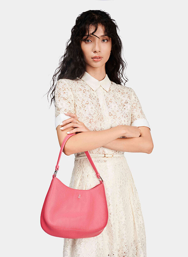 Short Strap Shoulder Hobo Bag - TTE 0128 - Pink | VASCARA