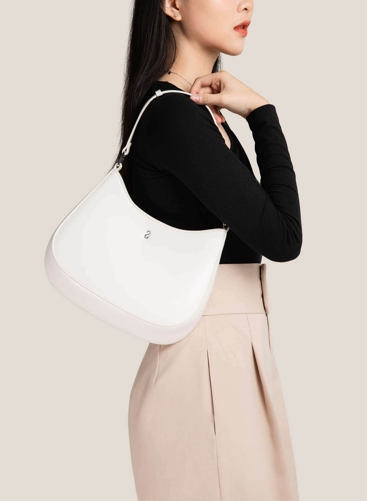 Short Strap Shoulder Hobo Bag - TTE 0128 - White - vascara.com