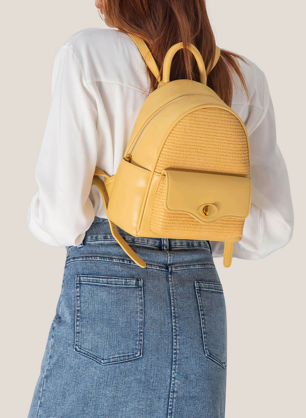 Side Box Sedge Backpack - BAK 0187 - Dark Yellow - vascara.com