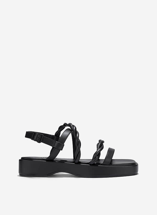 Giày sandals flatform quai xoắn - SDK 0345 - Màu đen