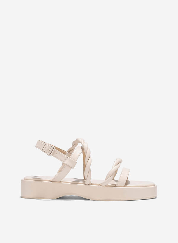 Giày sandals flatform quai xoắn