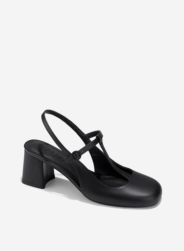 Giày slingback t-strap cách điệu - BMN 0676 - Màu đen - VASCARA