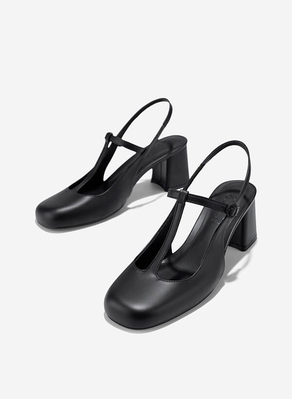 Giày slingback t-strap cách điệu - BMN 0676 - Màu đen - VASCARA