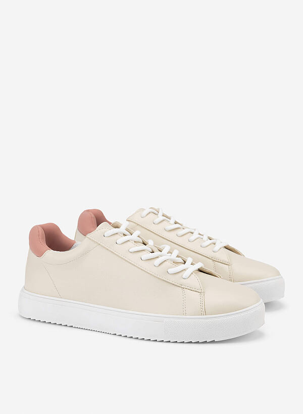 Giày sneaker basic - SNK 0078 - Màu kem - VASCARA