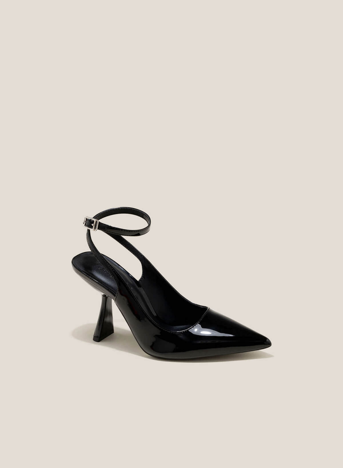 Ankle Strap Pointed-Toe Slingbacks - HIG 0600 - Black - vascara.com