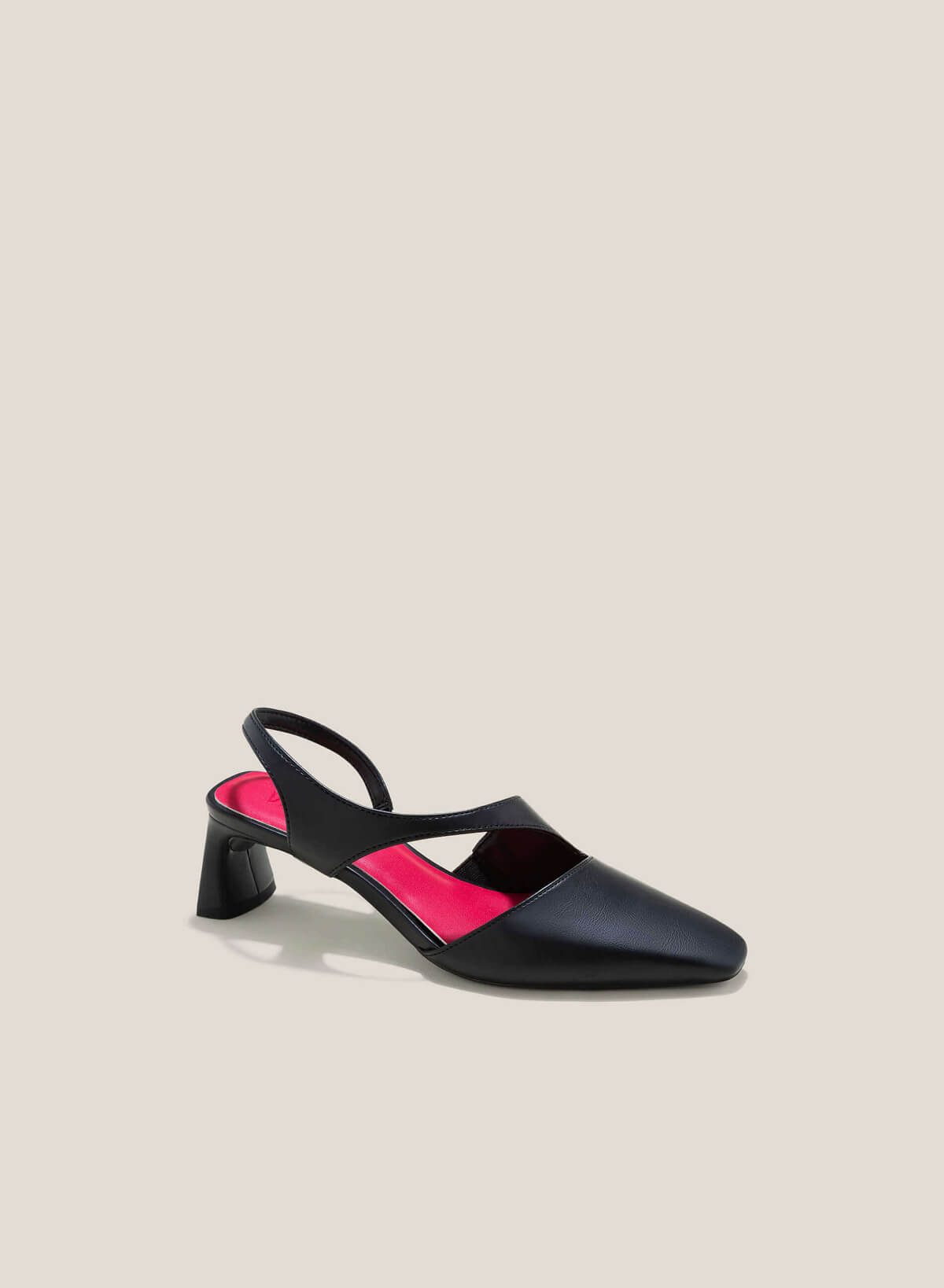 Cut-Out Block Heel Slingbacks - HIG 0597 - Black - vascara.com