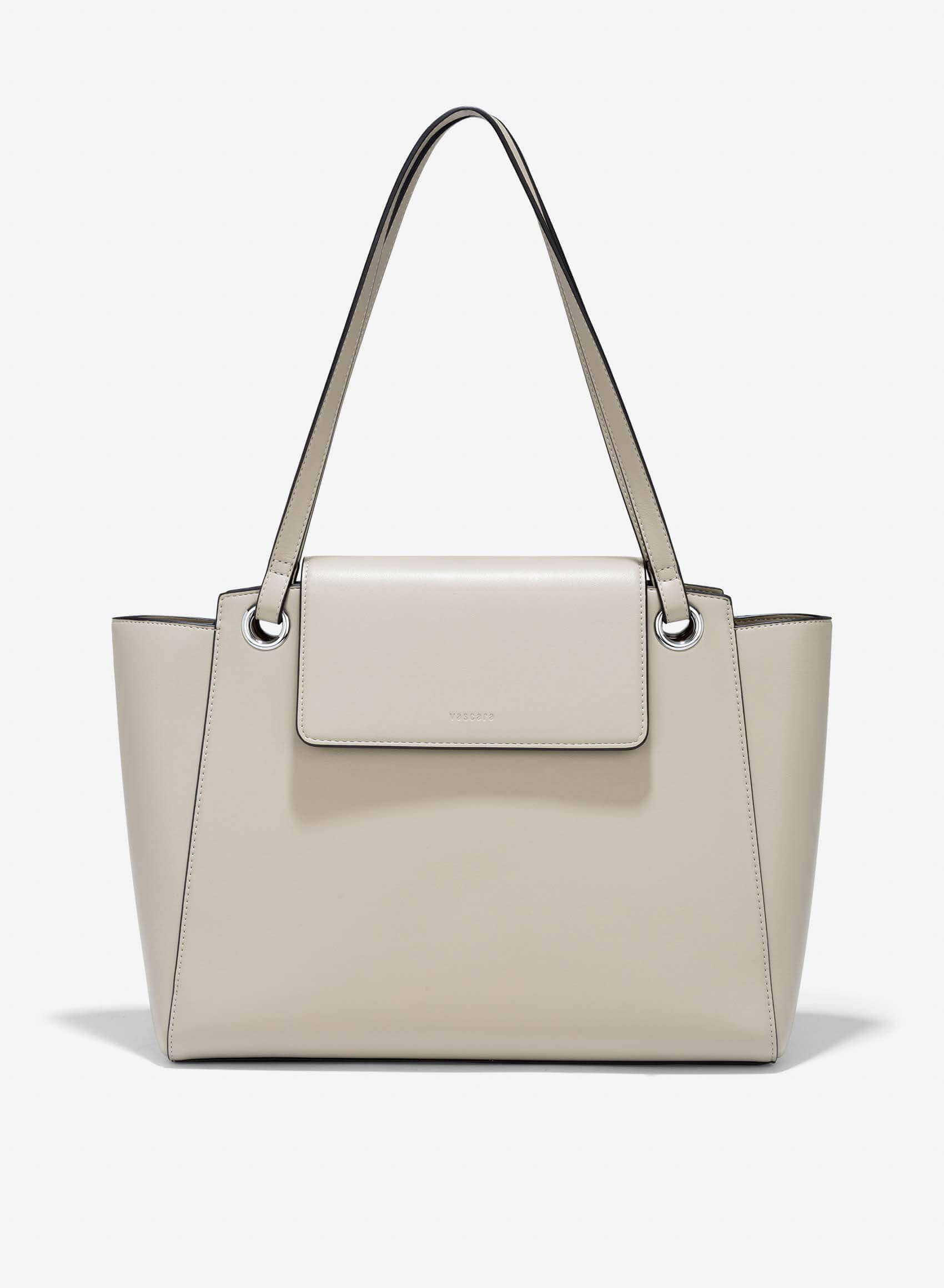 Flap Painted Edges Shoulder Bag - TTE 0155 - Light Gray | VASCARA