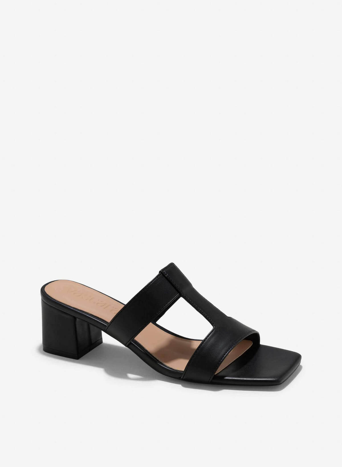 H-Strap Block Heels Mules - MUL 0202 - Black - vascara.com