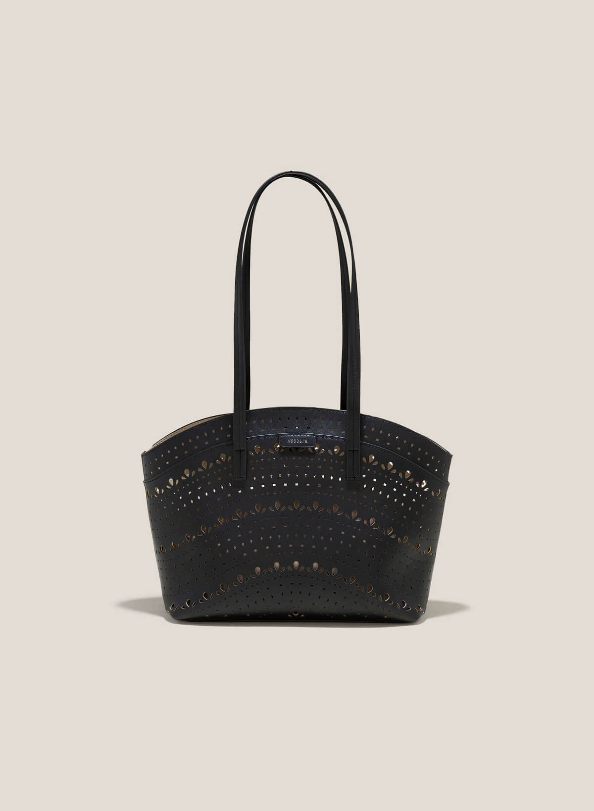 Laser Cut Pattern Accent Tote Bag - TTE 0135 - Black | VASCARA