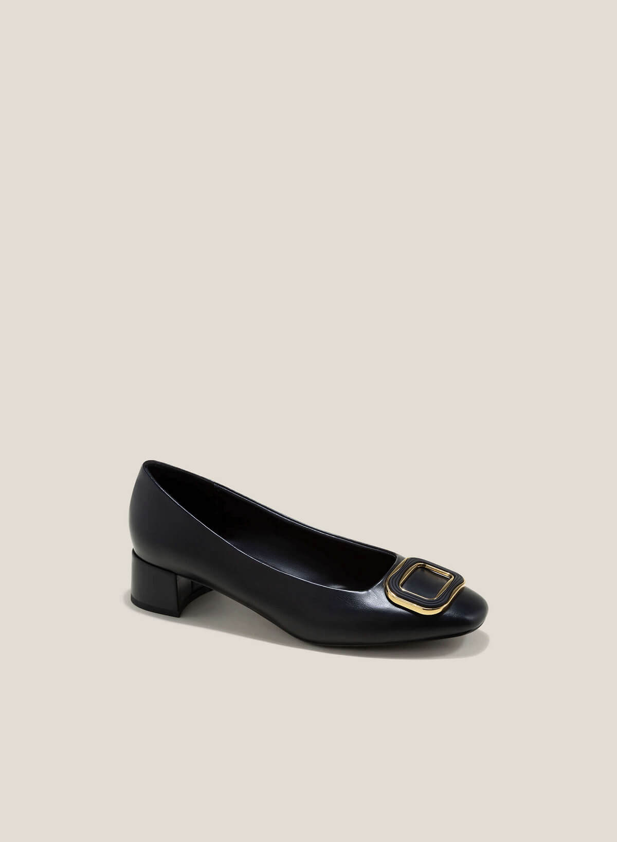 Lock Décor Square-Toe Block Heel Pumps - HIG 0615 - Black - vascara.com