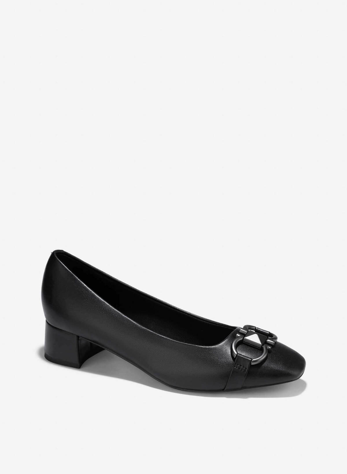 Lock Décor Square-Toe Pumps - HIG 0653 - Black - vascara.com