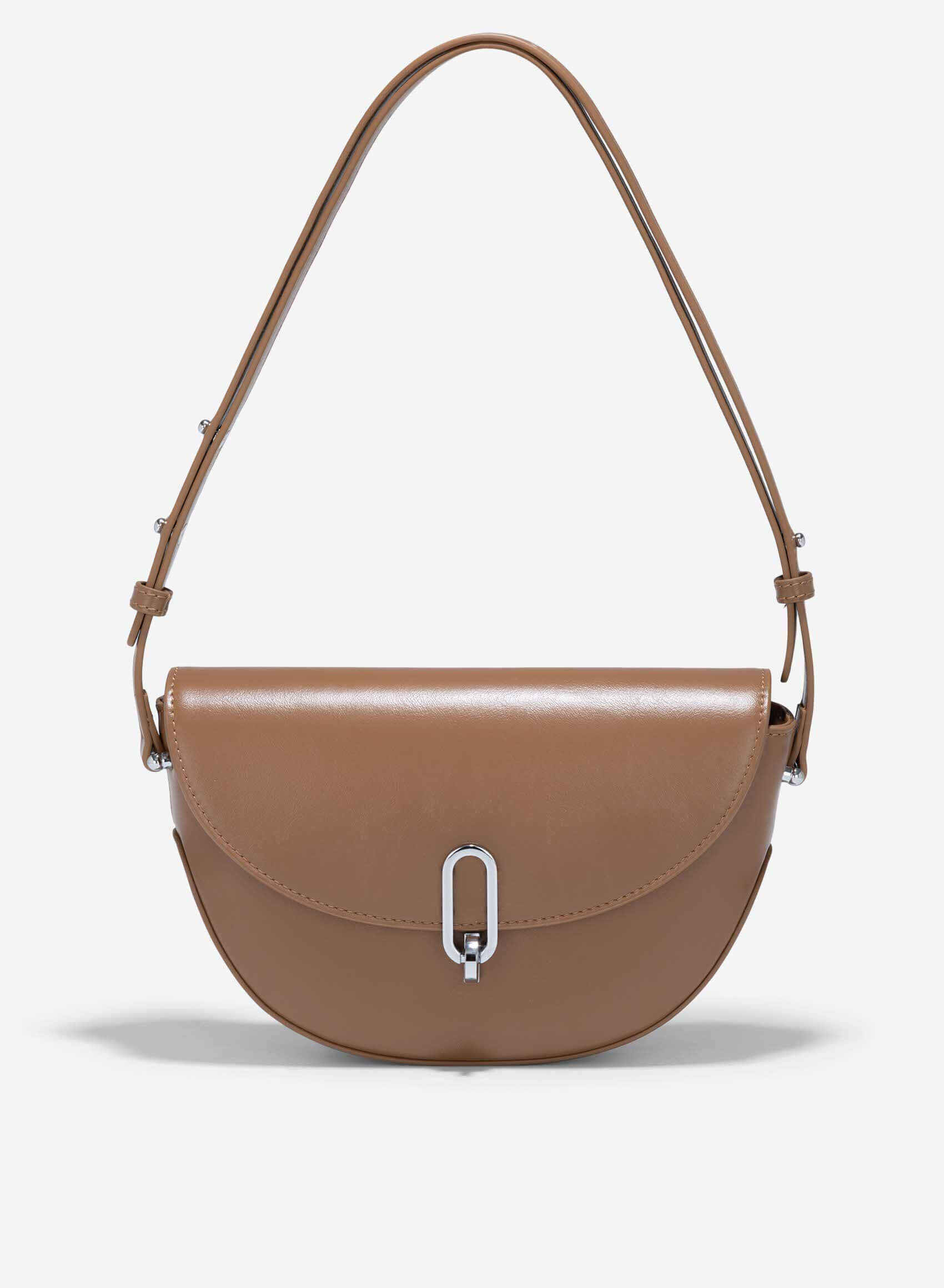 Dark brown leather saddle bag best sale