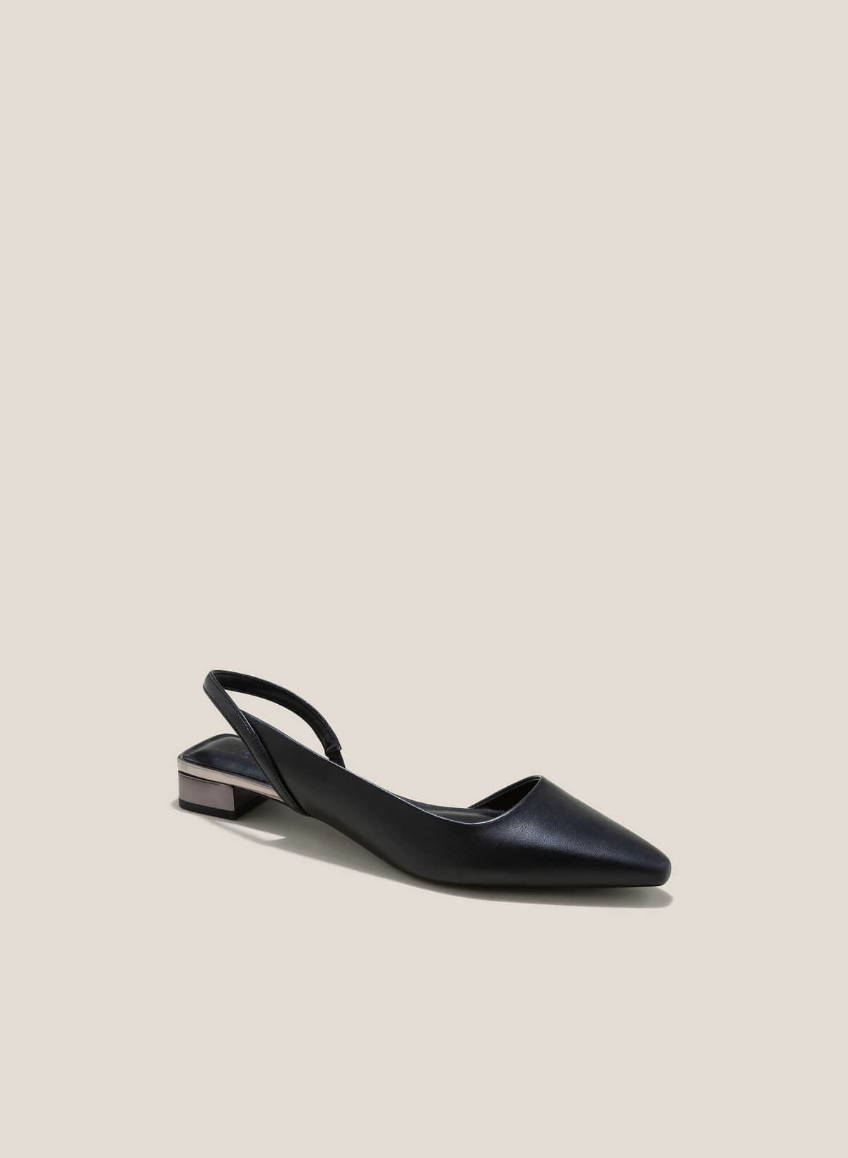 Metallic Accent Pointed-Toe Slingbacks - HIG 0598 - Black - vascara.com