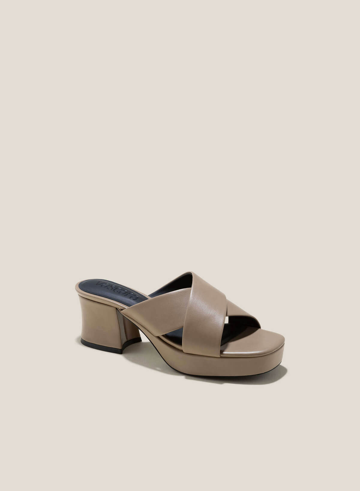 Platform Mules - MUL 0205 - Dark Beige - vascara.com