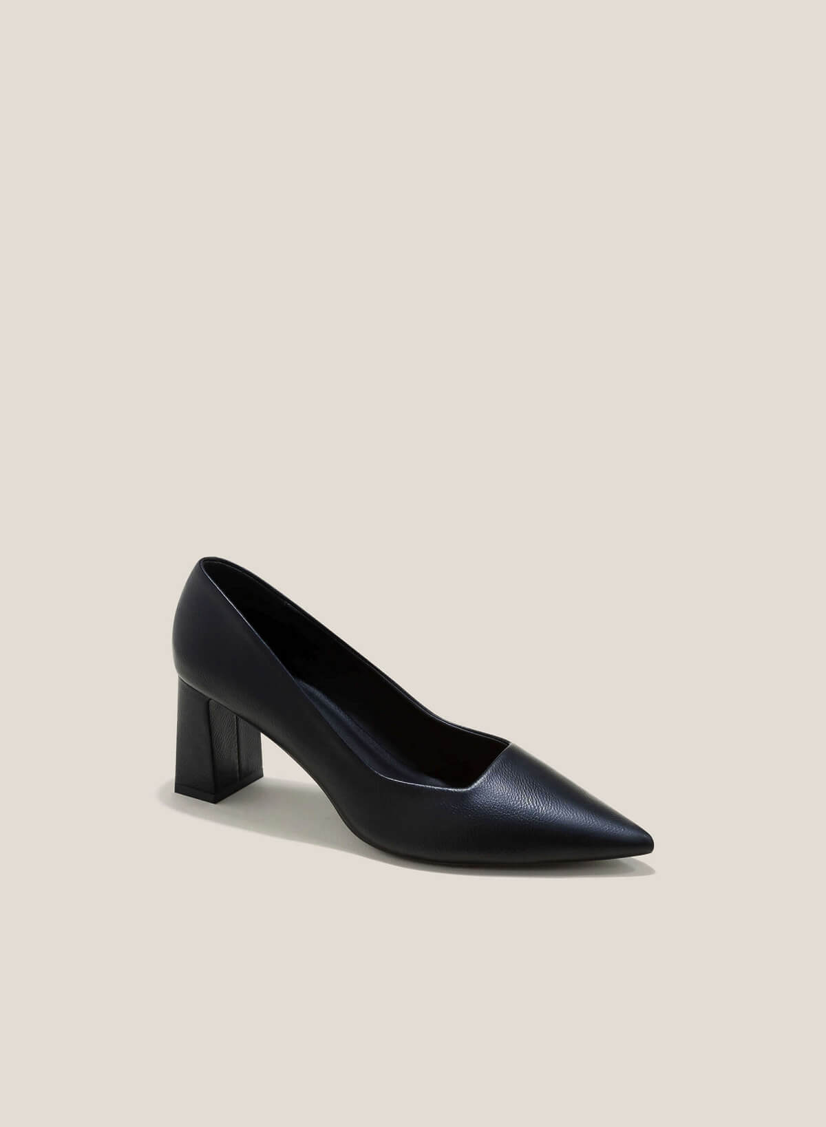 Pointed-Toe Block Heel Pumps - HIG 0616 - Black - vascara.com