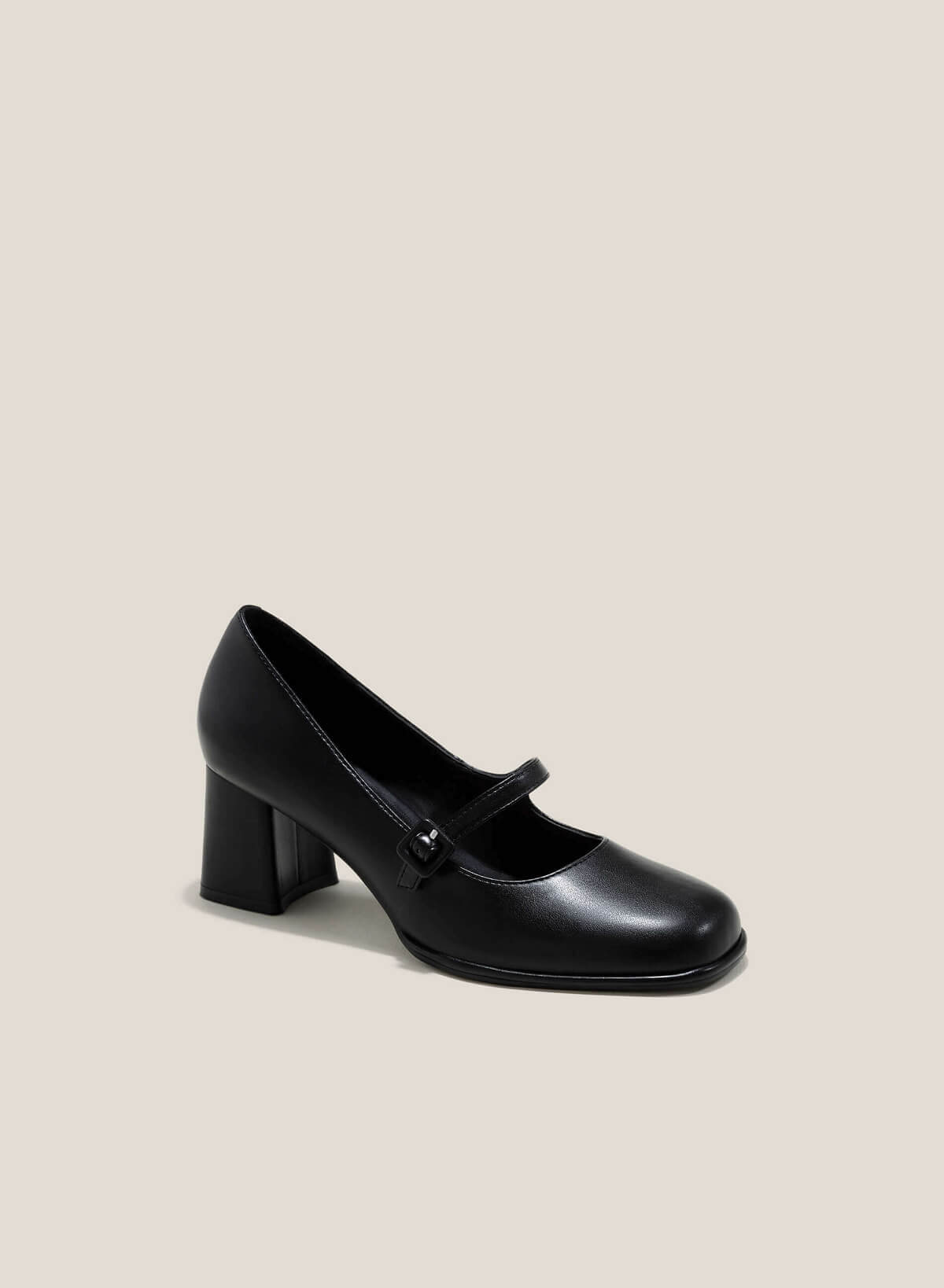 Round Toe Block Heel Mary Janes Shoes - HIG 0628 - Black - vascara.com