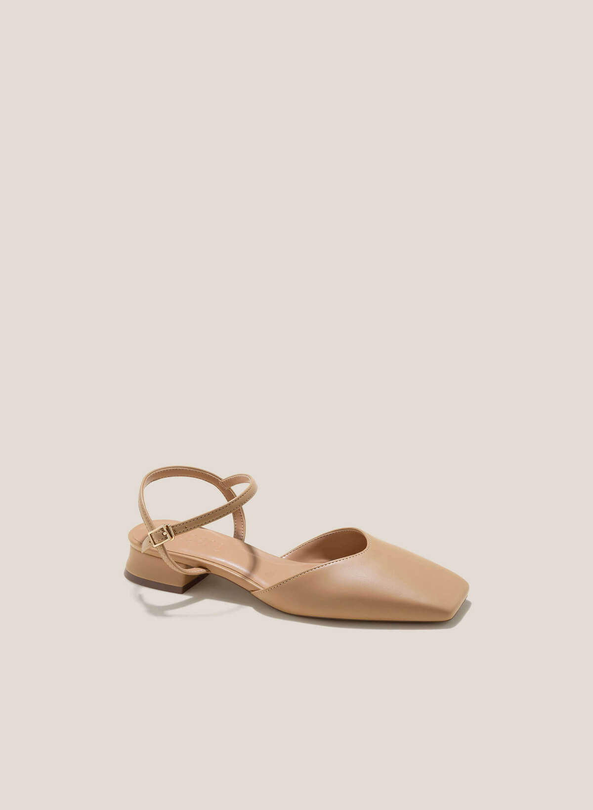 Square Toe Back-Strap Pums - HIG 0608 - Beige - vascara.com