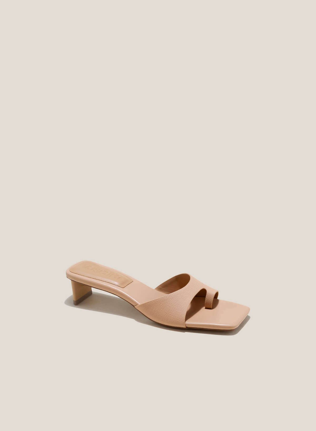 Square Toe Slide Mules - MUL 0197 - Beige - vascara.com