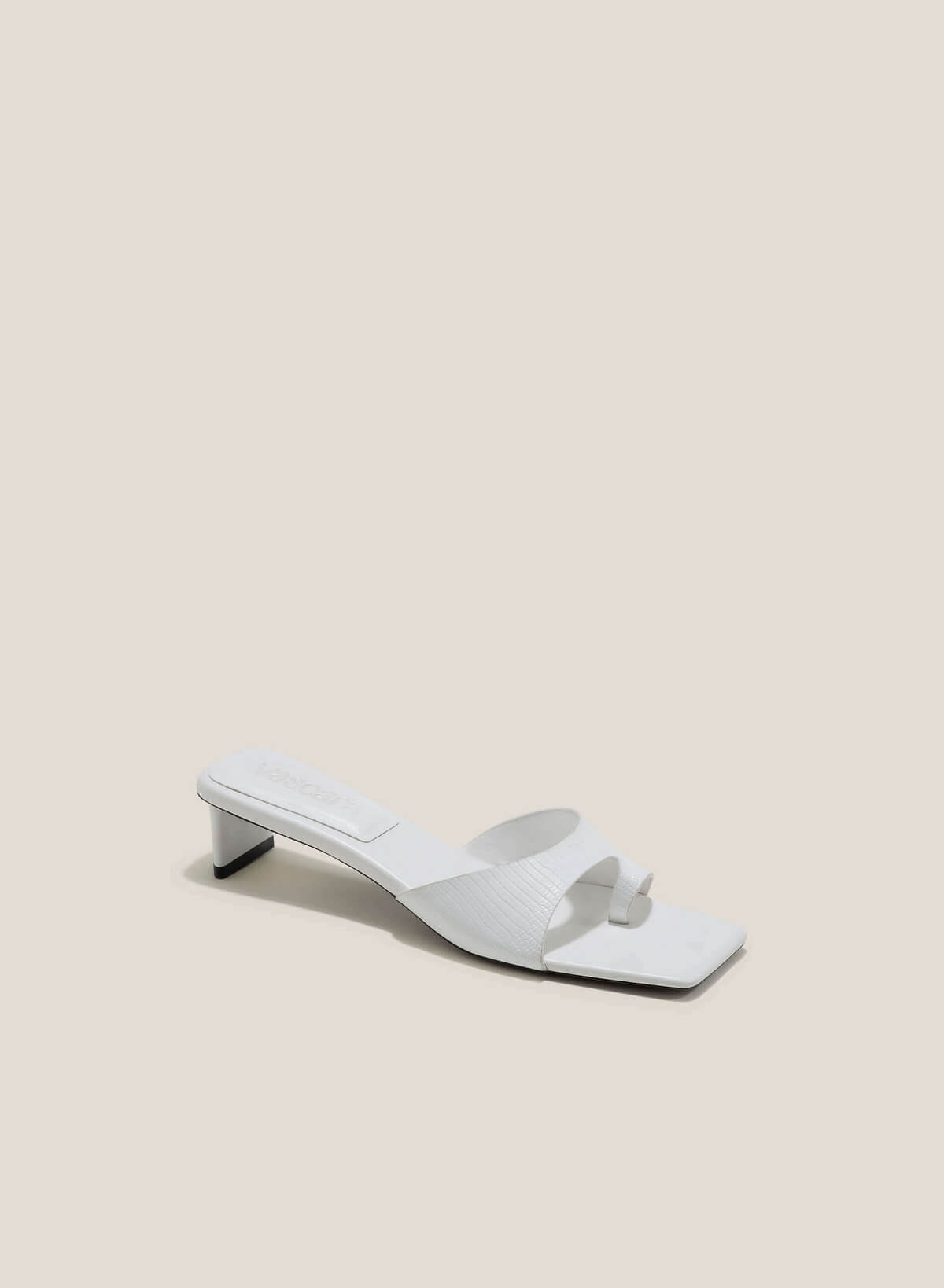 Square Toe Slide Mules - MUL 0197 - White - vascara.com