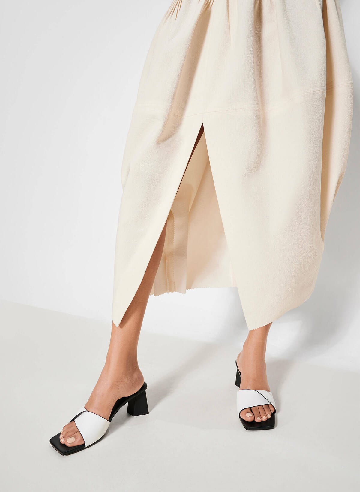 Square Toe Wide Strap Block Heel Mules - MUL 0199 - White - vascara.com