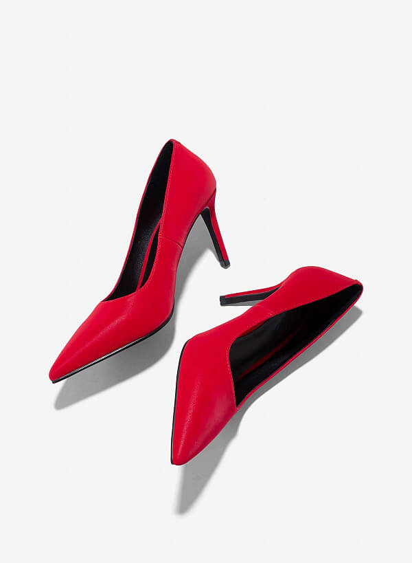 Stiletto Heels Pointed Pumps - HIG 0647 - Red | VASCARA