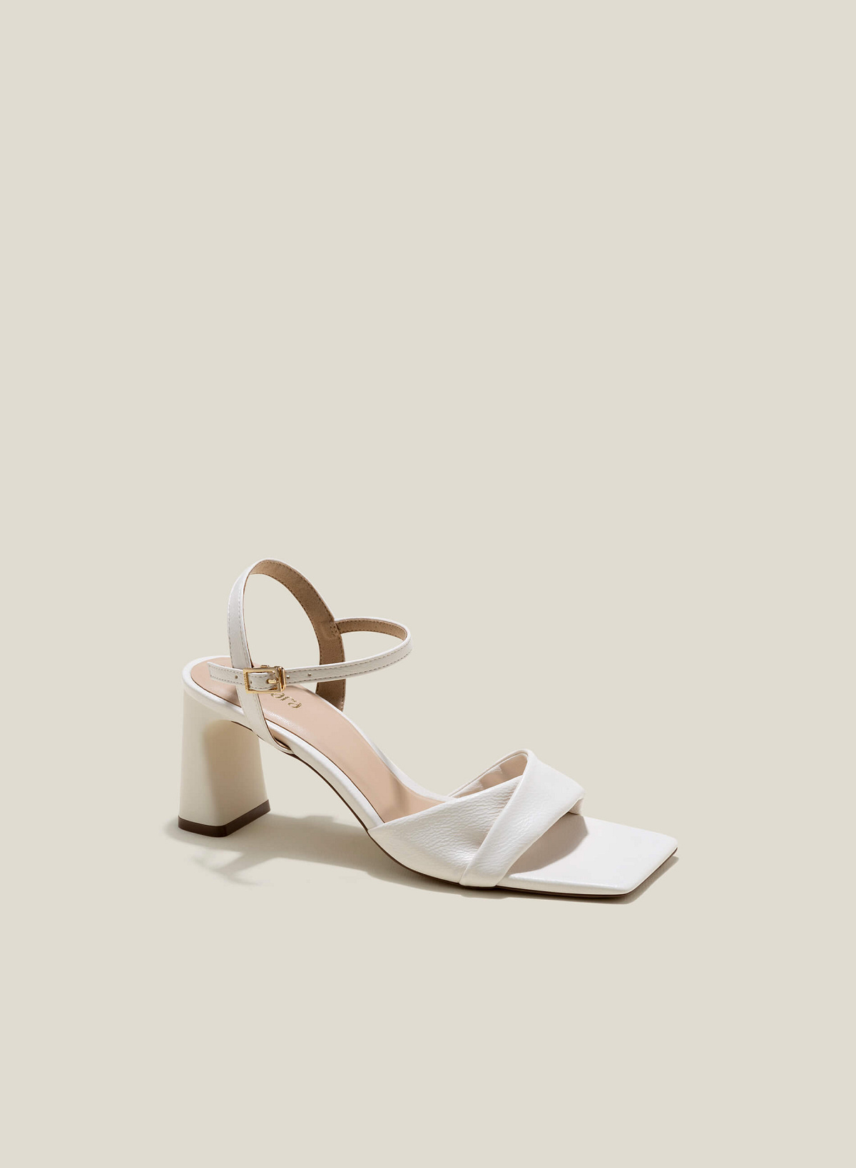 Layered Strap Block Heel Sandals - PUM 0768 - Cream - vascara.com