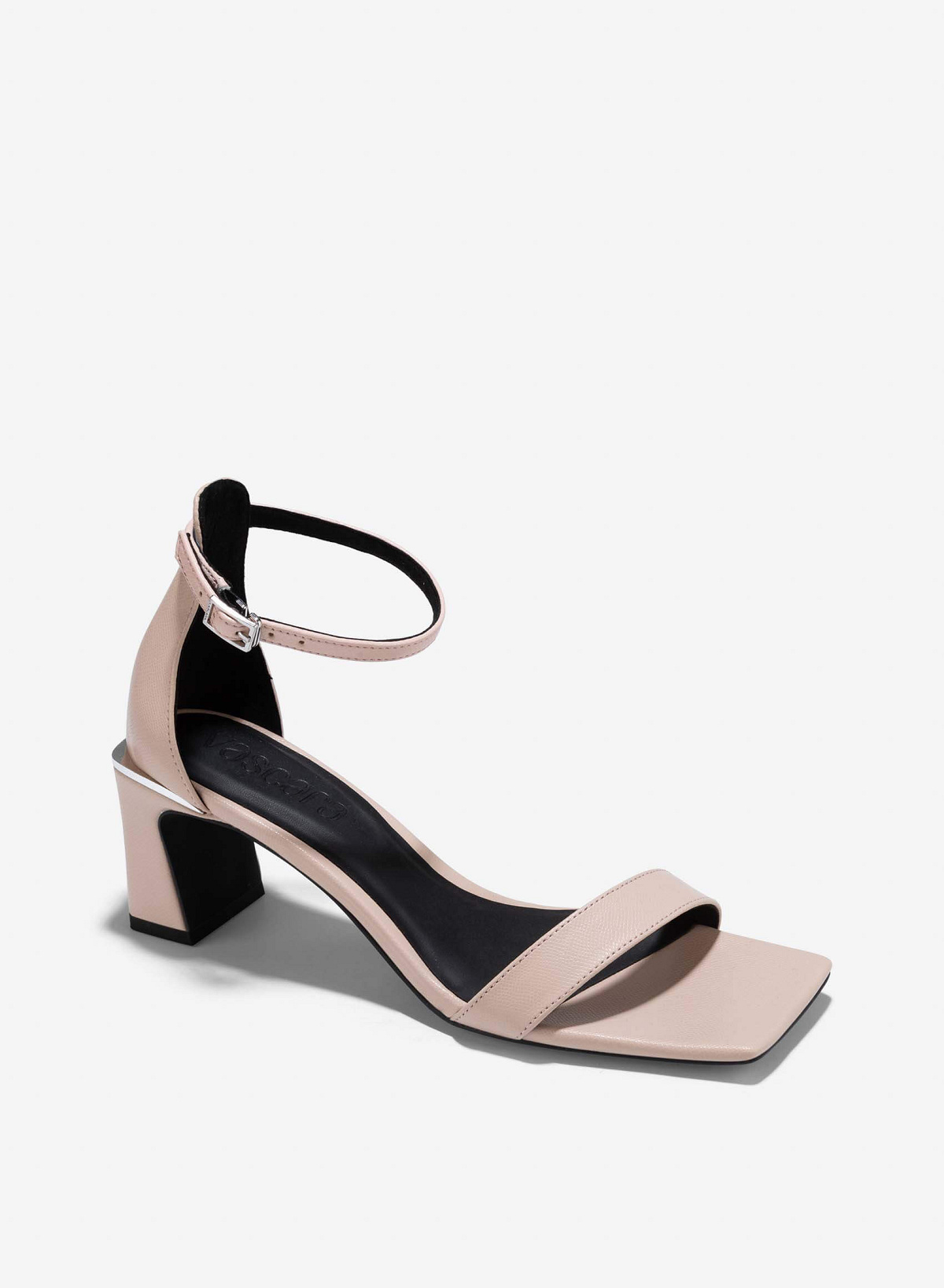 Lizard-Effect Block Heels Sandals - PUM 0776 - Light Pink - vascara.com