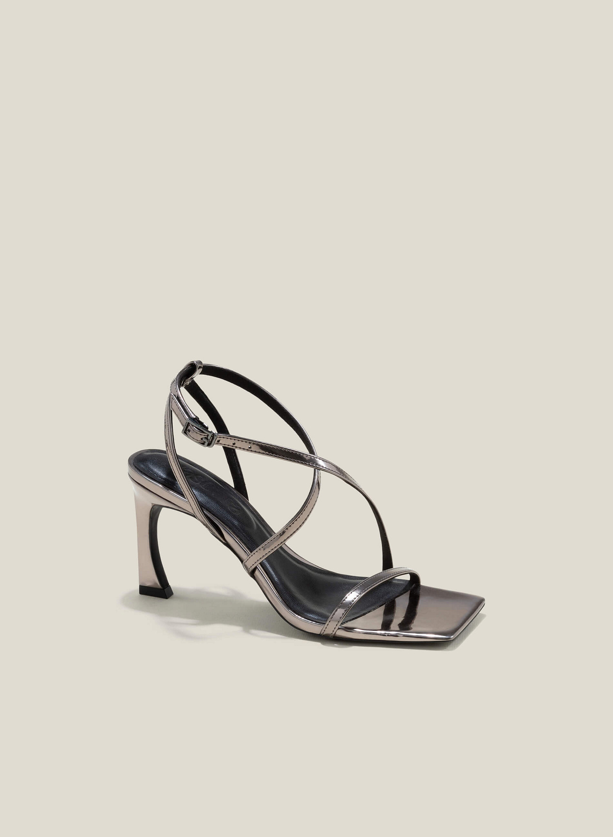 Metallic Thin Strap Sandals - PUM 0762 - Gunpowder - vascara.com