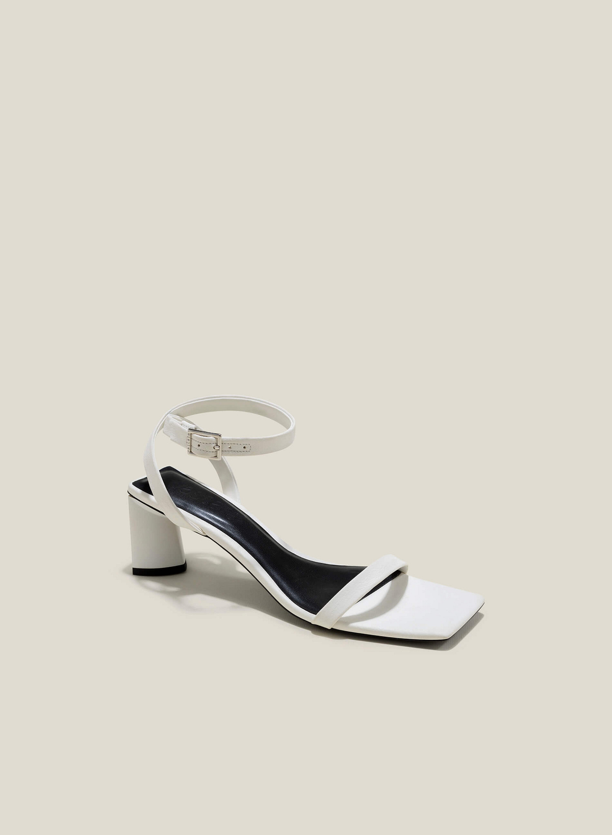 Stylized Block Heels Ankle Strap Sandals - PUM 0761 - White - vascara.com