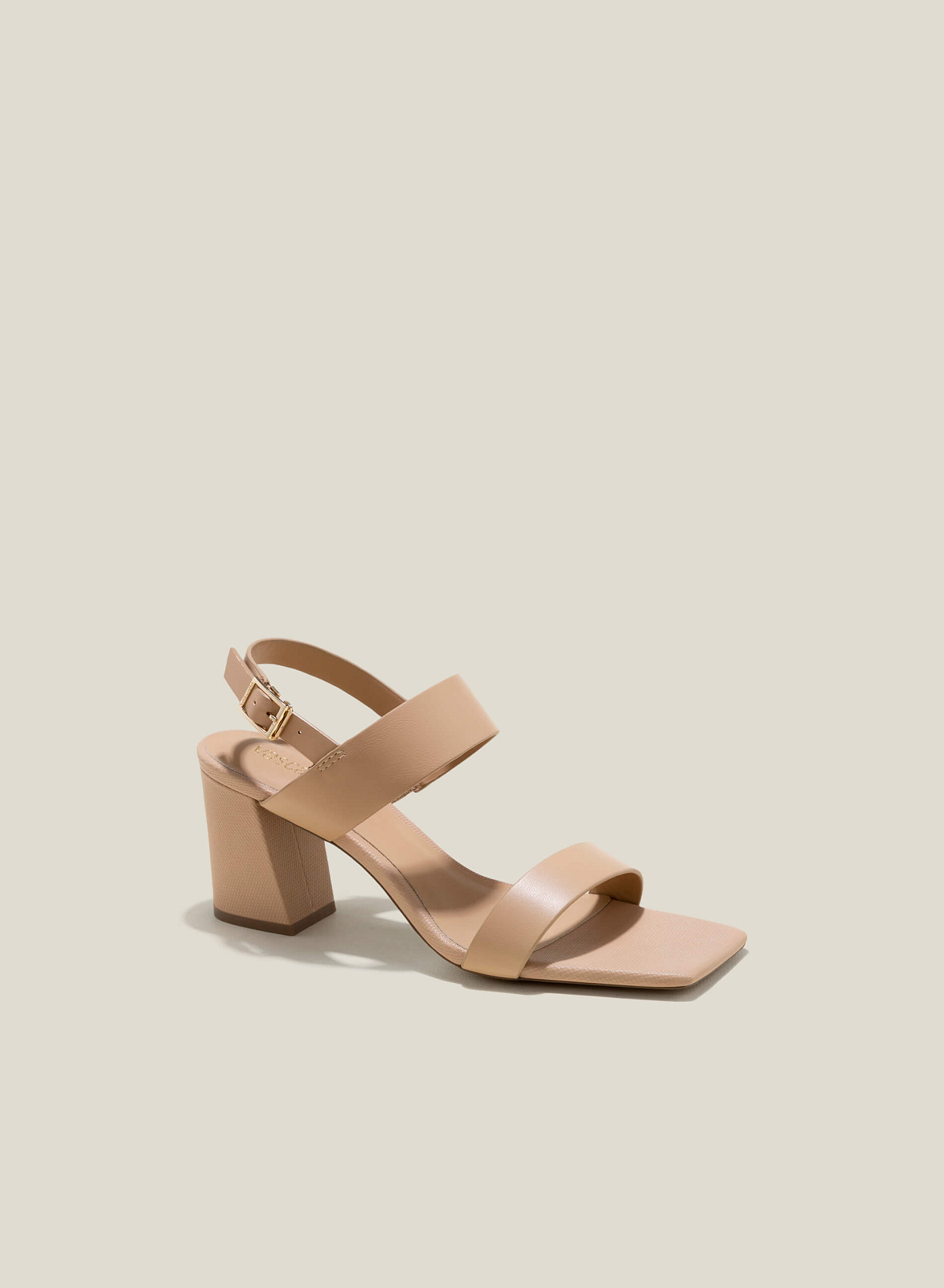 Wide Strap Block Heel Sandals - PUM 0769 - Beige - vascara.com