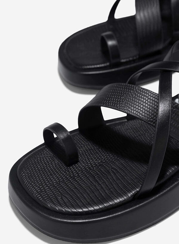 Giày sandal flatform xỏ ngón - SDK 0346 - Màu đen - VASCARA