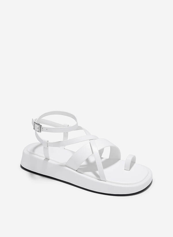 Giày sandal flatform xỏ ngón - SDK 0346 - Màu trắng - VASCARA