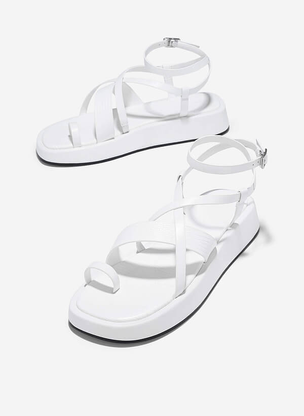 Giày sandal flatform xỏ ngón - SDK 0346 - Màu trắng - VASCARA