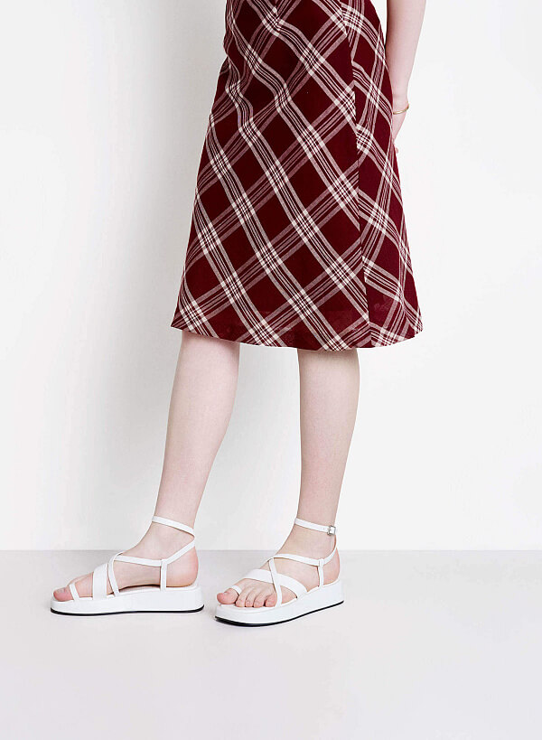 Giày sandal flatform xỏ ngón - SDK 0346 - Màu trắng - VASCARA