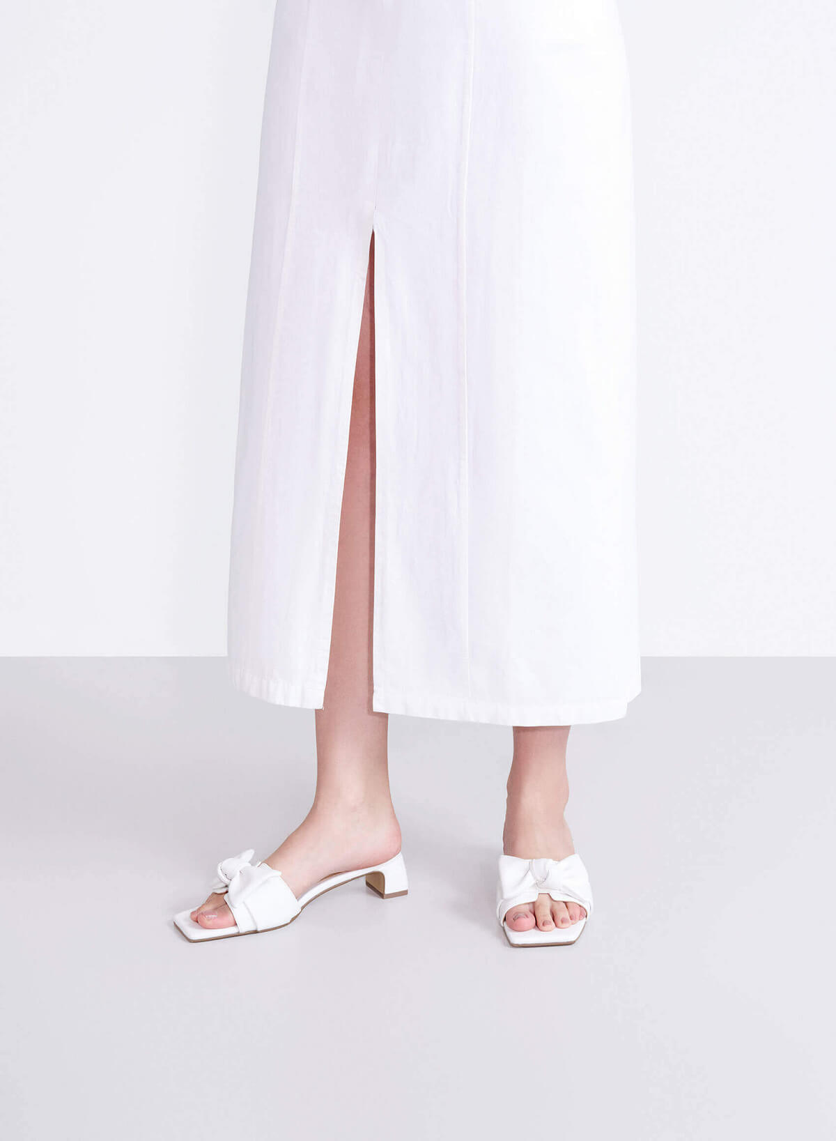 Bow Strap Mules - MUL 0211 - White - vascara.com