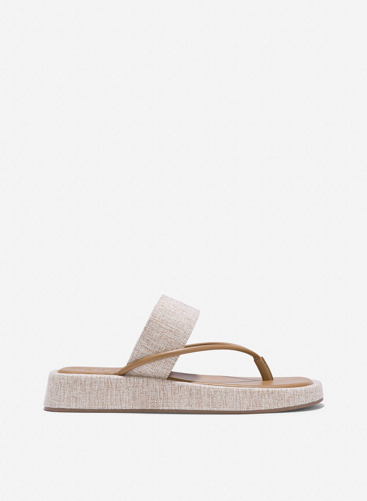 Canvas Fabric Flatform Flip-Flops - FLI 0201 - Light Brown | VASCARA