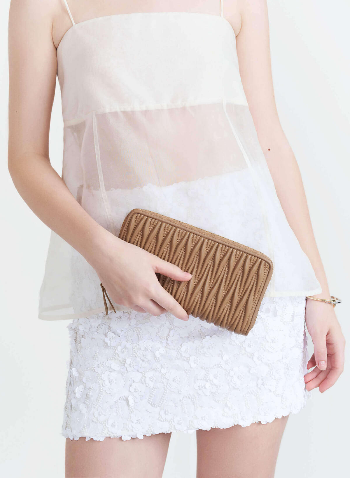 Classic Quilted Wallet - WLL 0294 - Dark Beige - vascara.com