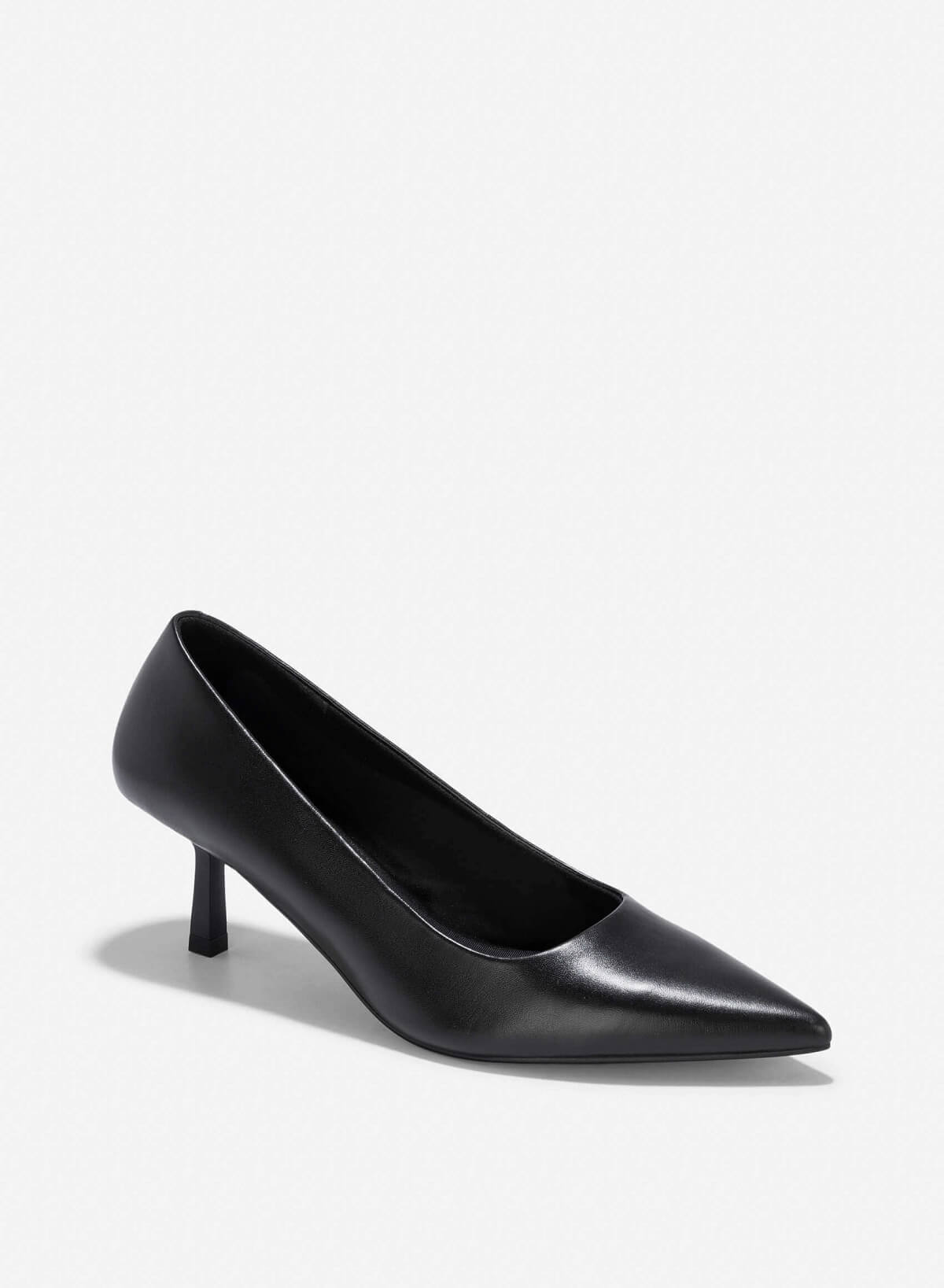 Closed-Toe Spool Heel Goatskin Pumps - HIG 0635 - Black - vascara.com